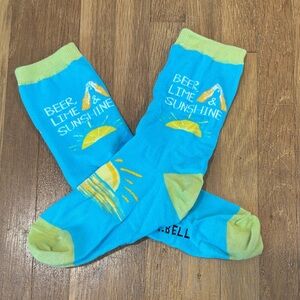 Blue, Lime Green, & Yellow Fun Socks